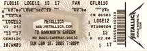 Metallica Live in Boston, MA - MetClub Ticket